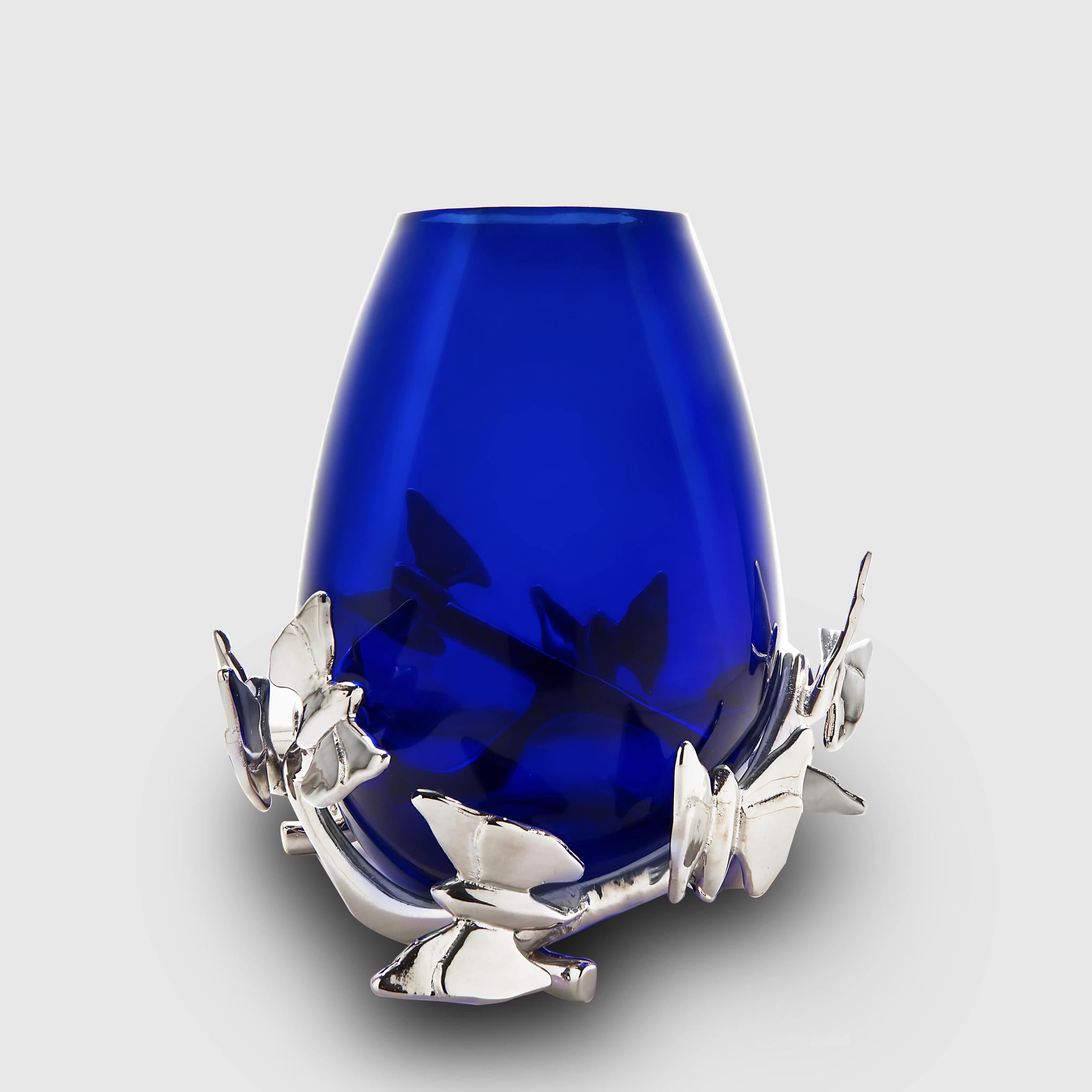 Butterfly Cobalt Blue Vase